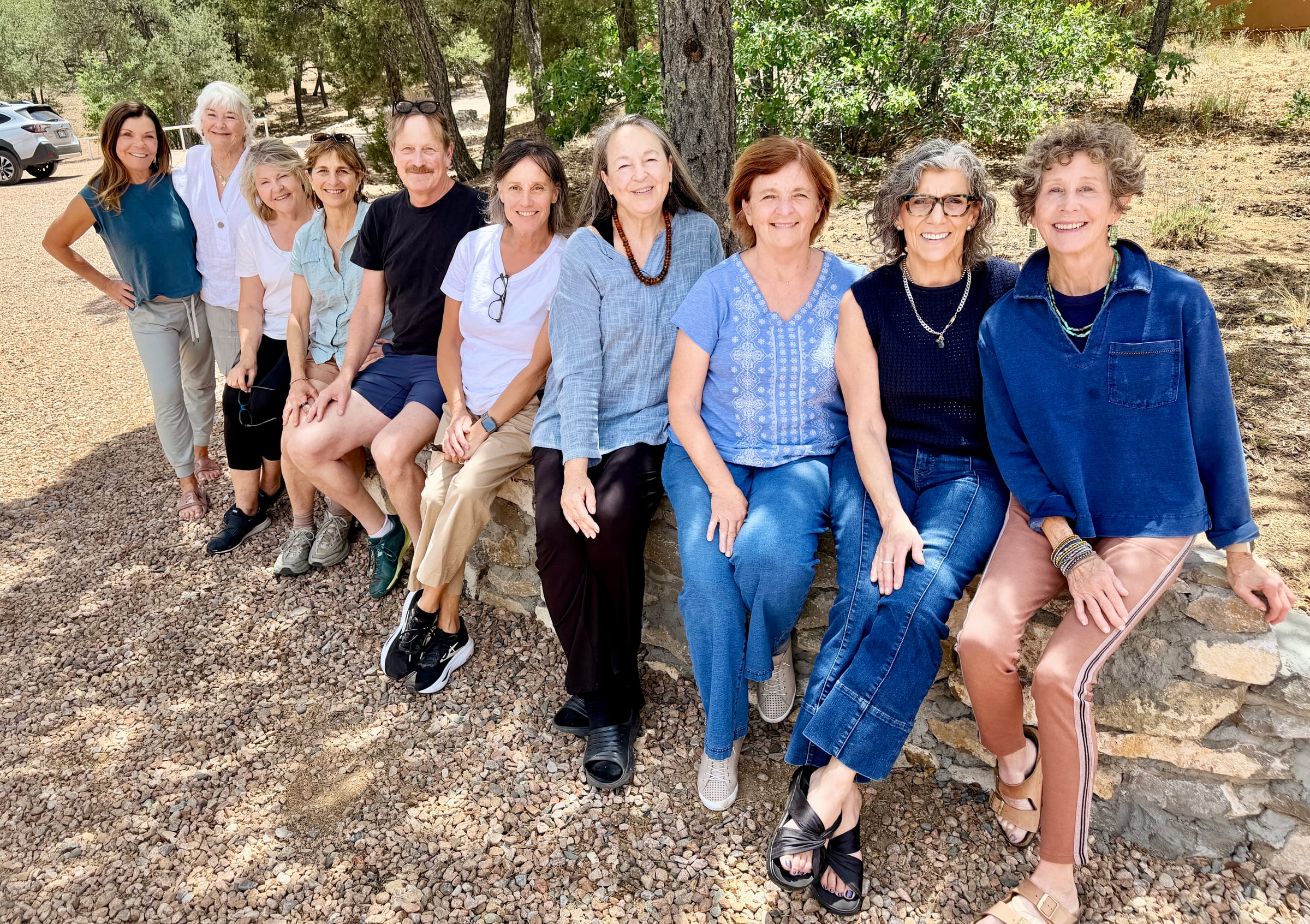 Nancy Junkin with fellow artists outdoors